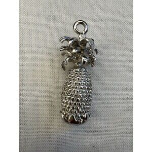 Vintage 925 Sterling Silver 3D Pineapple Charm Pendant Heavy 7.62g Tropical